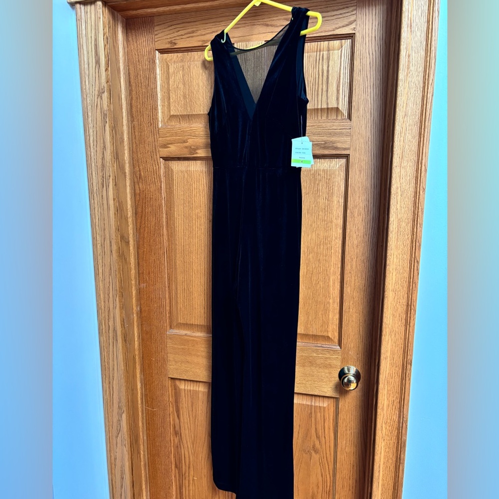 Just...Taylor Black Velvet Jumpsuit